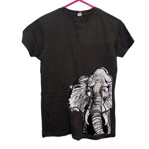 Elephant Graphic Black T-Shirt XL Cotton Crewneck Short Sleeve Unisex Casual Wea